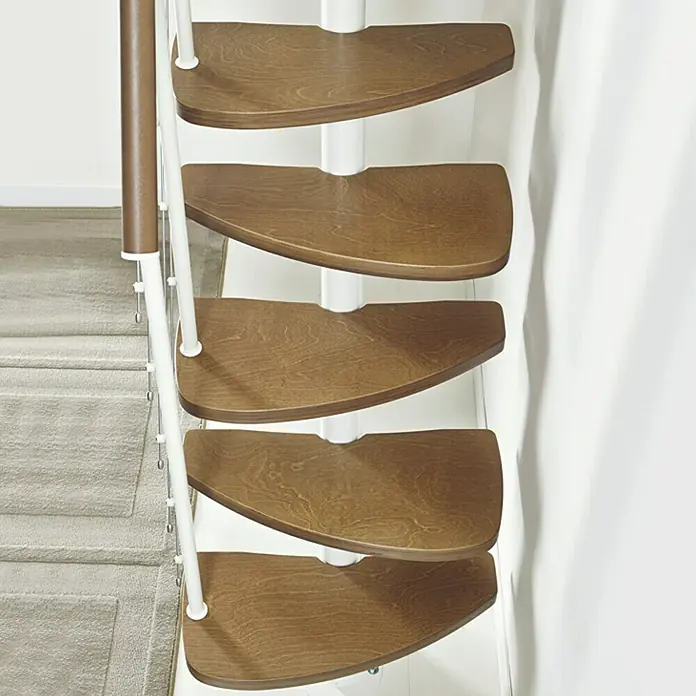 Fontanot Raumspartreppe Zen - Breite: 61 cm, Weiß, Anzahl Steigungen: 13 Stk., Farbe Stufen: Havanna Dunkel, Geschosshöhe: 250 cm - 301 cm - Ansicht von oben