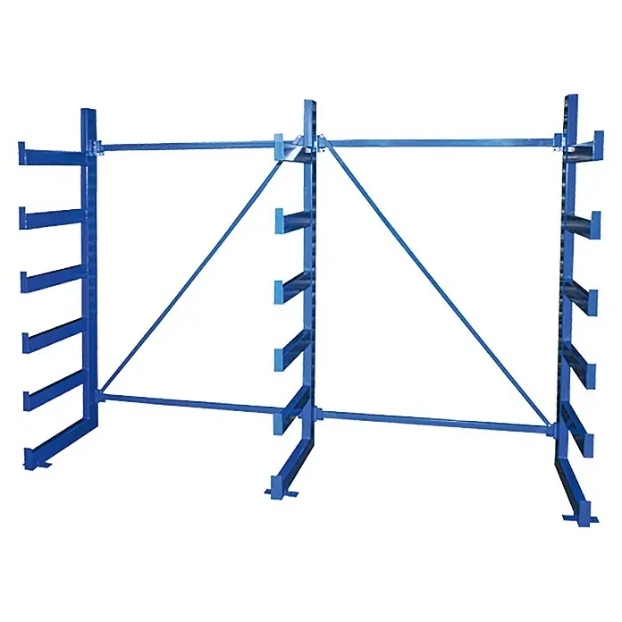 Regalux Metall-Kragarmregal - 63 x 270 x 200 cm, Belastbarkeit: 200 kg pro Tragarm - Vorderansicht