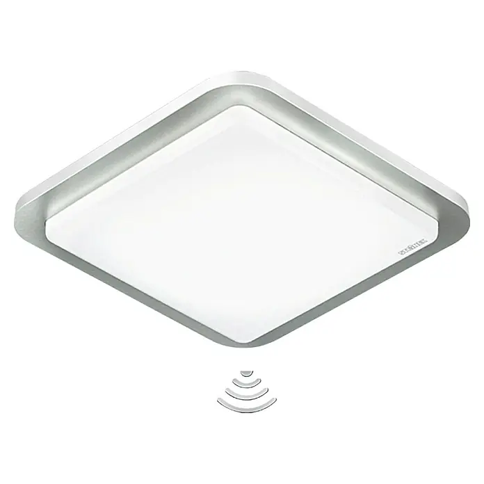Steinel Sensor-Wand- & Deckenleuchte RS LED D2 V3 - 8,8 W, L x B x H: 30 x 30 x 6,5 cm, Weiß/Silber - Vorderansicht