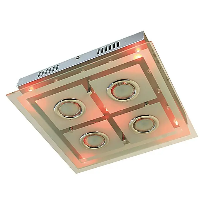 Tween Light Plafón LED Donia 3 - 13,26 W, L x An x Al: 32 x 32 x 7,5 cm, Cromo, Claro/Satinado, Blanco cálido - Vista ascendente