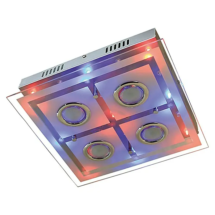 Tween Light Plafón LED Donia 3 - 13,26 W, L x An x Al: 32 x 32 x 7,5 cm, Cromo, Claro/Satinado, Blanco cálido - Vista ascendente