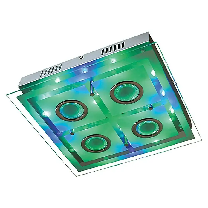 Tween Light Plafón LED Donia 3 - 13,26 W, L x An x Al: 32 x 32 x 7,5 cm, Cromo, Claro/Satinado, Blanco cálido - Vista ascendente