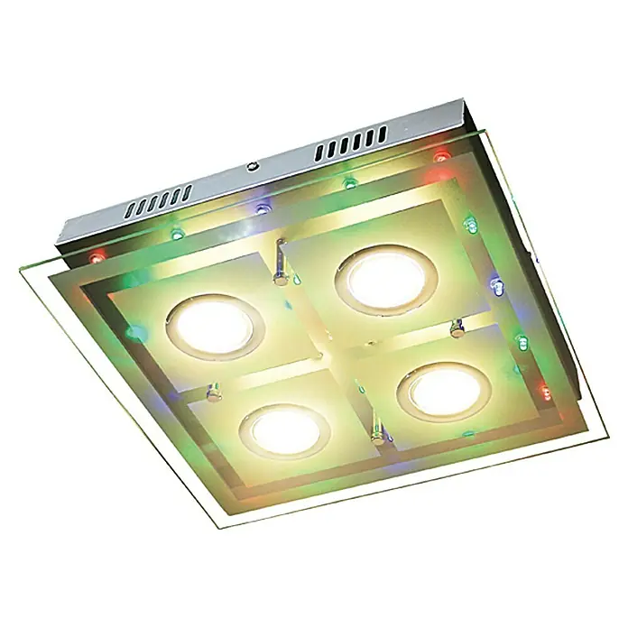 Tween Light Plafón LED Donia 3 - 13,26 W, L x An x Al: 32 x 32 x 7,5 cm, Cromo, Claro/Satinado, Blanco cálido - Vista ascendente