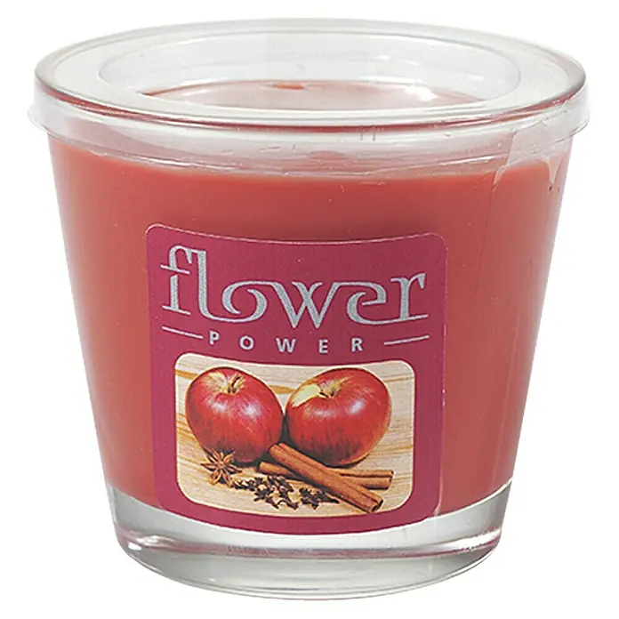 Duftkerze - Im Glas, Höhe: 9 cm, Apfel-Zimt, Rot - Ansicht von oben