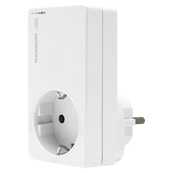 Thomson Funksteckdose - Smarte Steuerung: App + Gateway Thombox, Dimmfunktion, 300 W, Reichweite Funk: 150 m (Freifeld) - Linke Seitenansicht