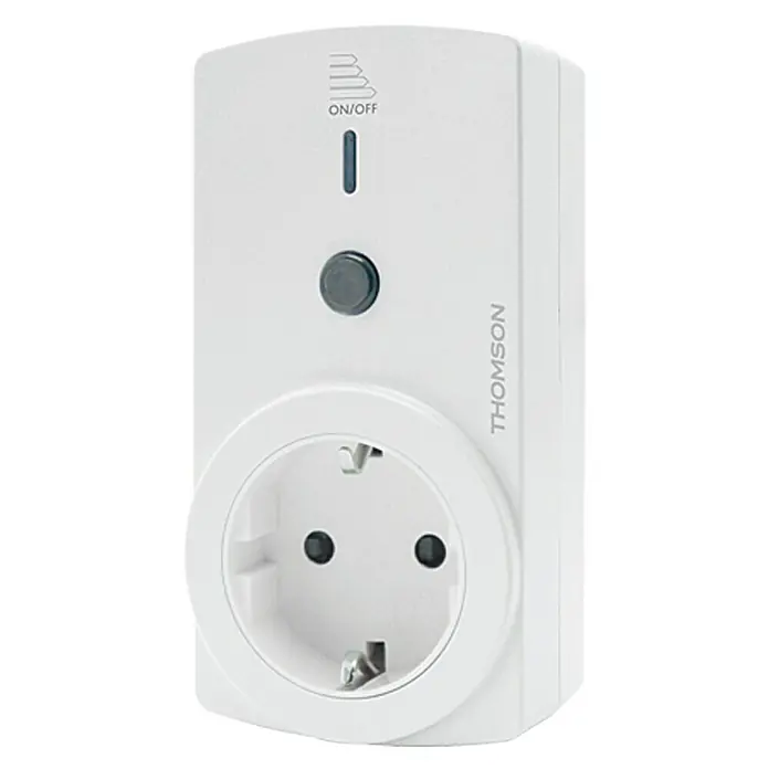 Thomson Funksteckdose - Smarte Steuerung: App + Gateway Thombox, Verbrauchssensor, 3.200 W, 150 m (Freifeld) - Vorderansicht