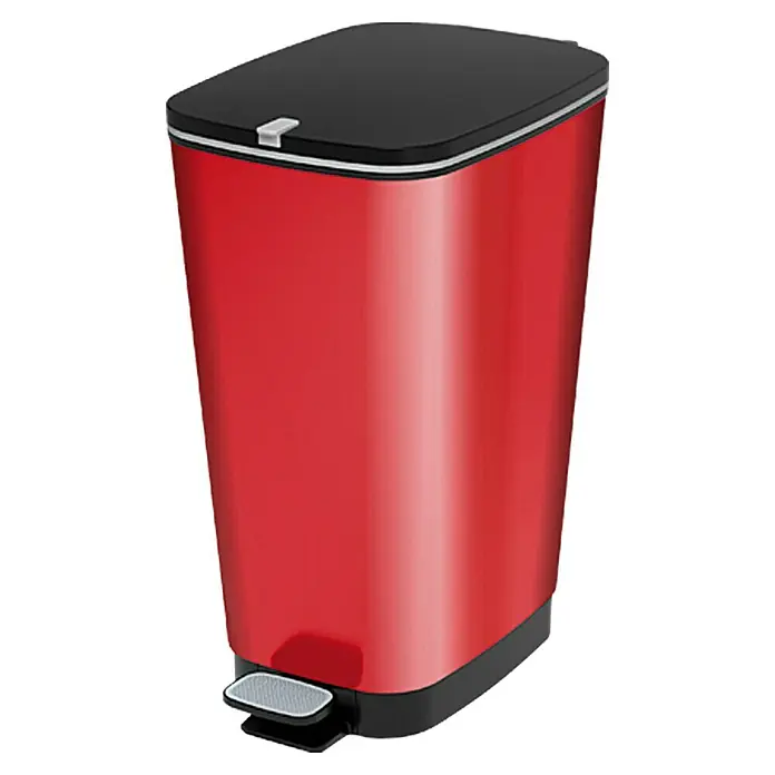 KIS Treteimer Chic - 45 l, Rot, Eckig, Kunststoff - Linke Seitenansicht