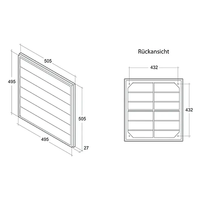 Air-Circle Jalousieklappe FS 18 - Passend für: Außenwand-Ventilator Basic 300 - Vorderansicht