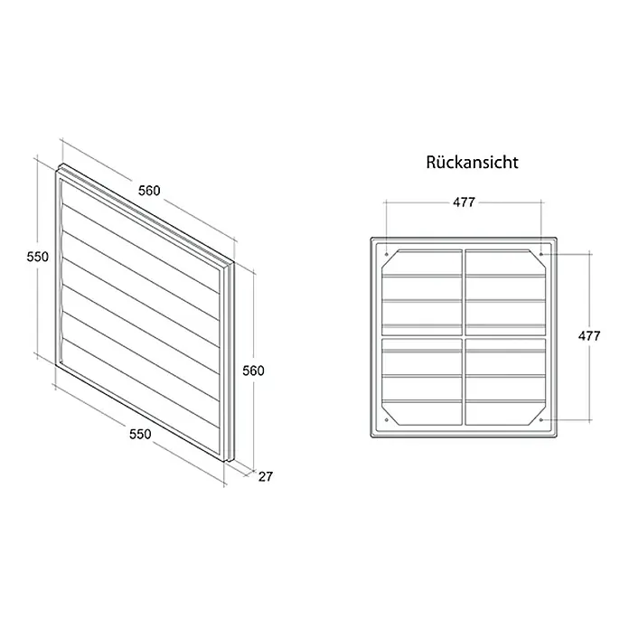 Air-Circle Jalousieklappe FS 20 - Passend für: Außenwand-Ventilator Basic 350 - Vorderansicht