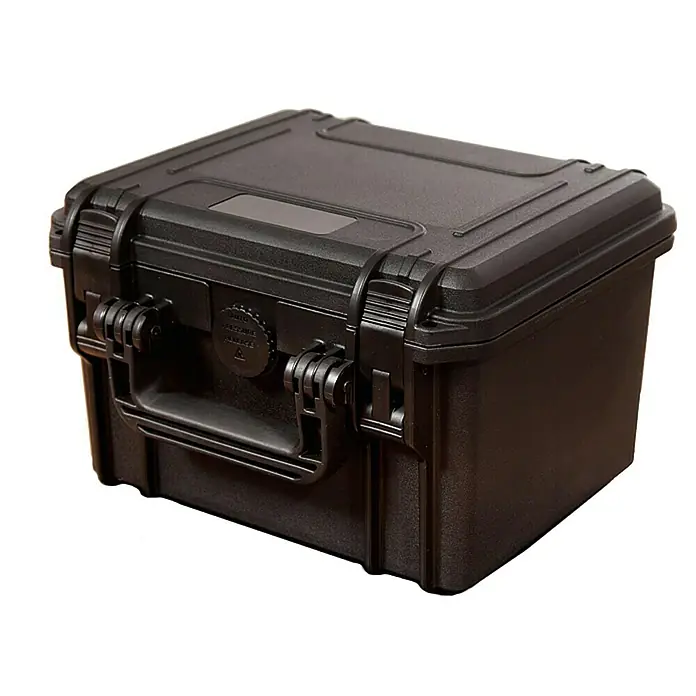 Wasserdichter Koffer MAX 235H155 mit Einlage - L x B x H: 258 x 243 x 168 mm, Mit Würfelschaumstoffeinlage, Schwarz, Kunststoff - Vorderansicht
