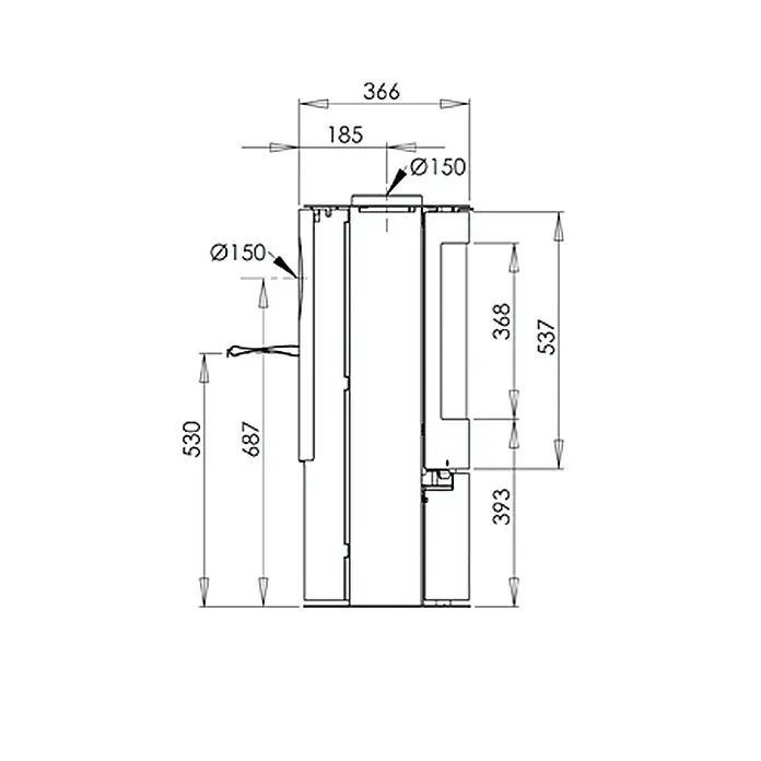 Aduro Kaminofen 15 - 6,5 kW, Raumheizvermögen: 350 m³, Schwarz - Detailaufnahme