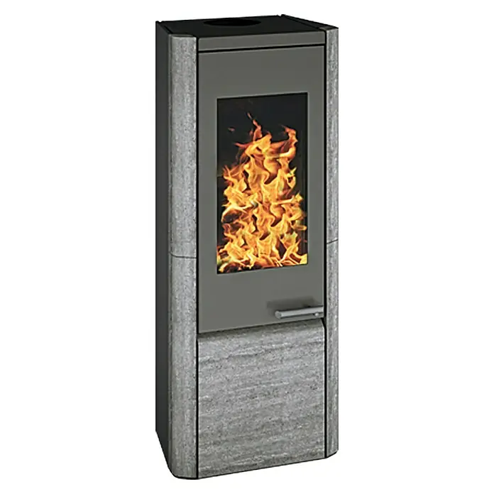Wamsler Kaminofen Myro - 8 kW, Raumheizvermögen: 182 m³, Verkleidung: Naturstein, Serpentino/Schwarz
