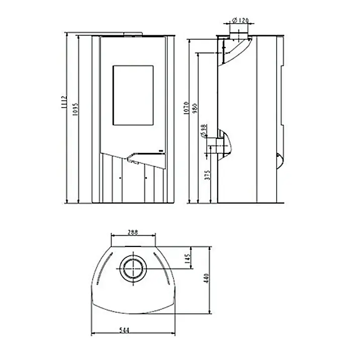 Wamsler Kaminofen N-Line - 5 kW, Raumheizvermögen: 88 m³, Verkleidung: Naturstein, Schwarz/Grau
