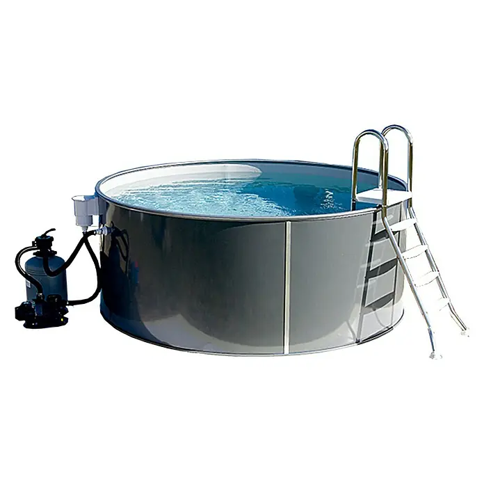Malibu Pool-Set Premium - Ø x H: 500 x 120 cm, 22 m³, Anthrazit - Vorderansicht