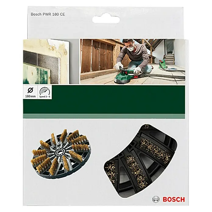 Bosch Cepillo de esmerilado de latón - Específico para: Bosch PWR 180 CE, Diámetro: 180 mm - Vista frontal