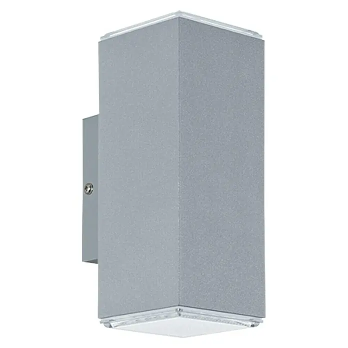 Eglo Tabo Led-wandlamp voor buiten - 7,4 W, 7,5 x 7,5 x 19,5 cm, Zilver, IP44 - Vooraanzicht