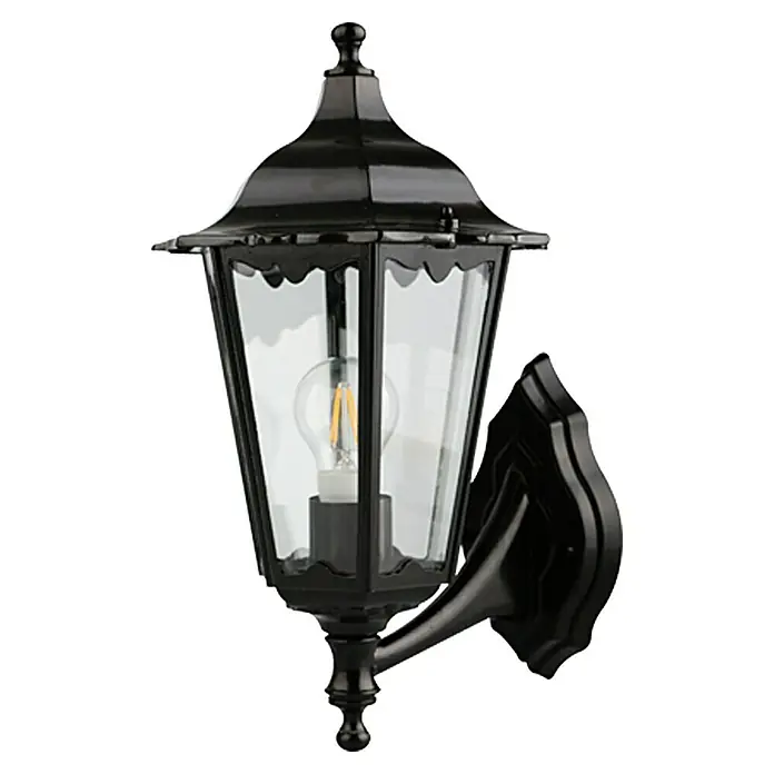 Starlux Turin Aplique exterior ascendente - 60 W, Negro, IP44 - Vista frontal
