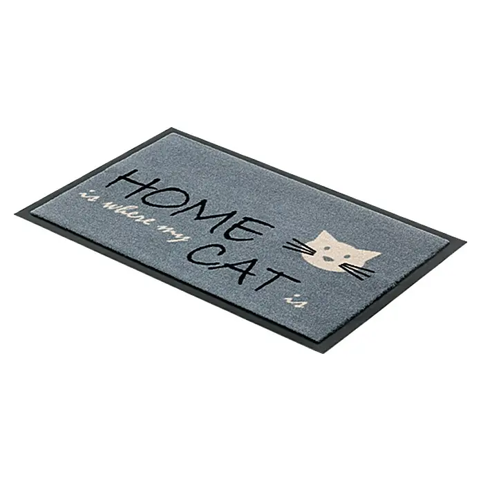 Astra Homelike Sauberlaufmatte Home is where my Cat is - Grau, 40 x 60 cm, 100 % Polyamid