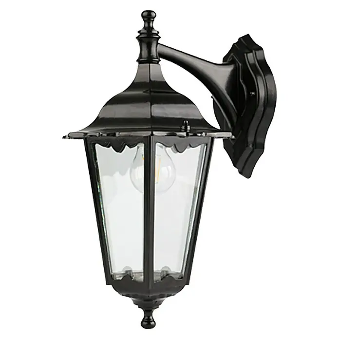 Starlux Turin Aplique exterior descendente - 60 W, Negro, IP44 - Vista frontal