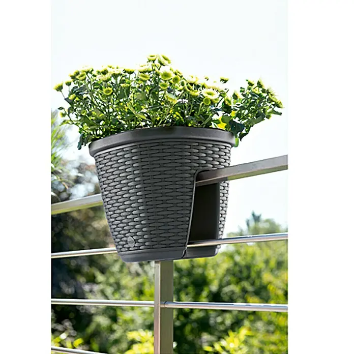 Poétic Casa Mesh Geländertopf Casa Mesh - Außenmaß (Ø x H): 30 x 26 cm, Kunststoff, Granit