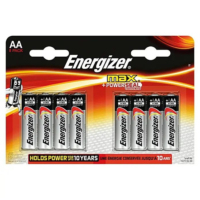 Energizer Batterij Max - Mignon AA, 1,5 V, Alkaline, 8 st. - Vooraanzicht