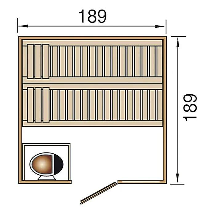 Weka Massivholzsauna 537 GTF Gr.3 - Ohne Ofen, Außenmaß: 189 x 189 x 203,5 cm - Ansicht von oben