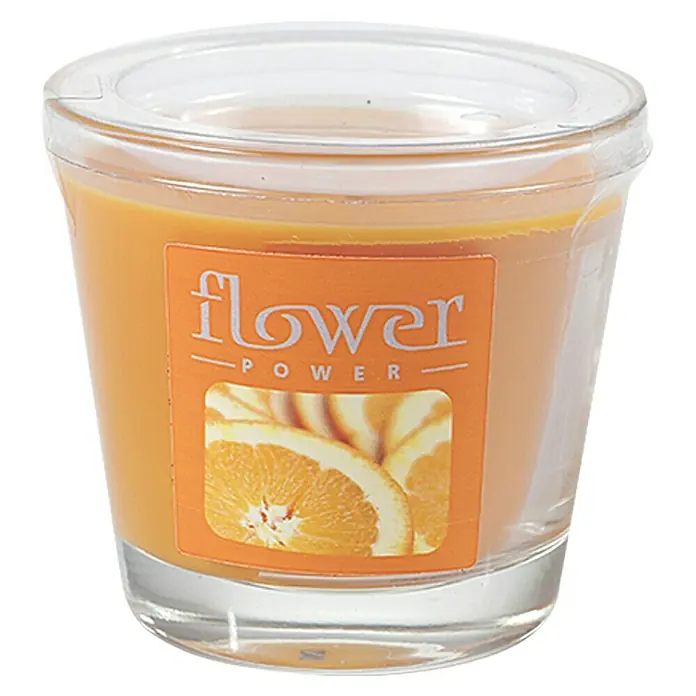 Duftkerze - Im Glas, Höhe: 9 cm, Orange, Orange - Vorderansicht