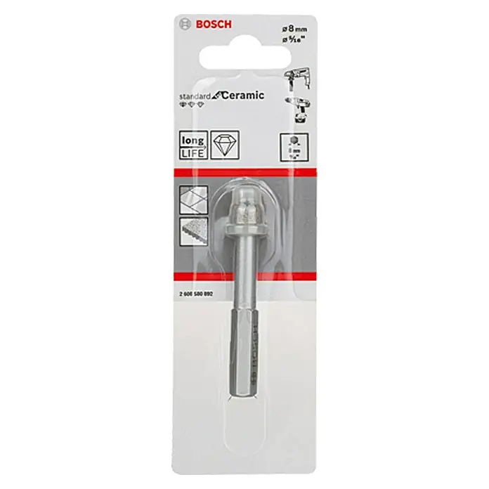 Bosch Diamant-Trockenbohrer Ceramic - Durchmesser: 8 mm, Durchmesser Schaft: 8 mm HEX