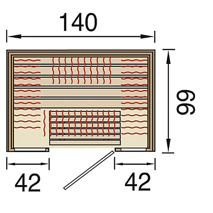Weka Infrarotkabine Osby 1 - 2.490 W, Therm-Flächenstrahler, 140 x 99 x 190 cm - Ansicht von oben