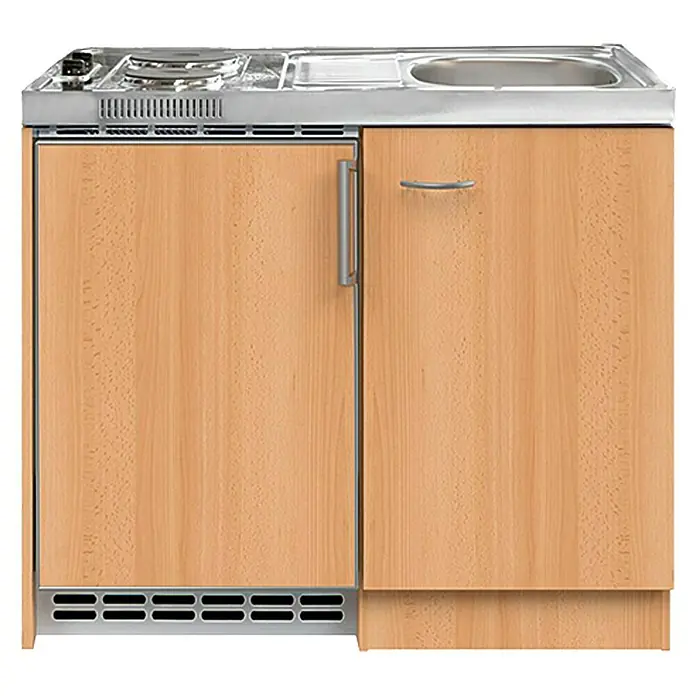 Flex-Well Miniküche Pantry Lima - 100 cm, Buche-Nachbildung - Vorderansicht