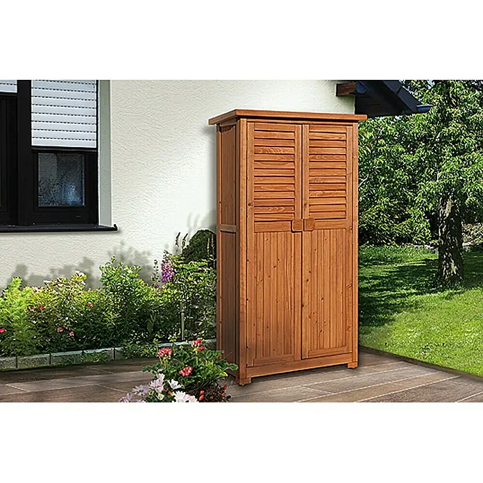 Weka Geräteschrank Nerja - Außenbreite inkl. Dachüberstand: 88 cm, Holz, Braun