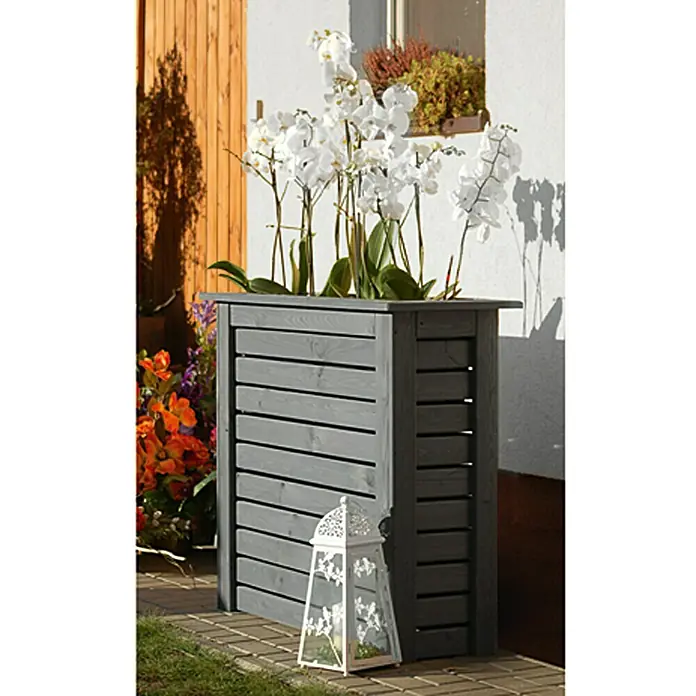 Pflanzkasten Sichtschutz - Außenmaß (L x B x H): 116 x 40 x 90 cm, Holz, Grau