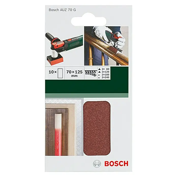 Bosch Juego de papel de lija - Específico para: Taco lijador de perfiles Bosch AUZ 70 G - Vista frontal