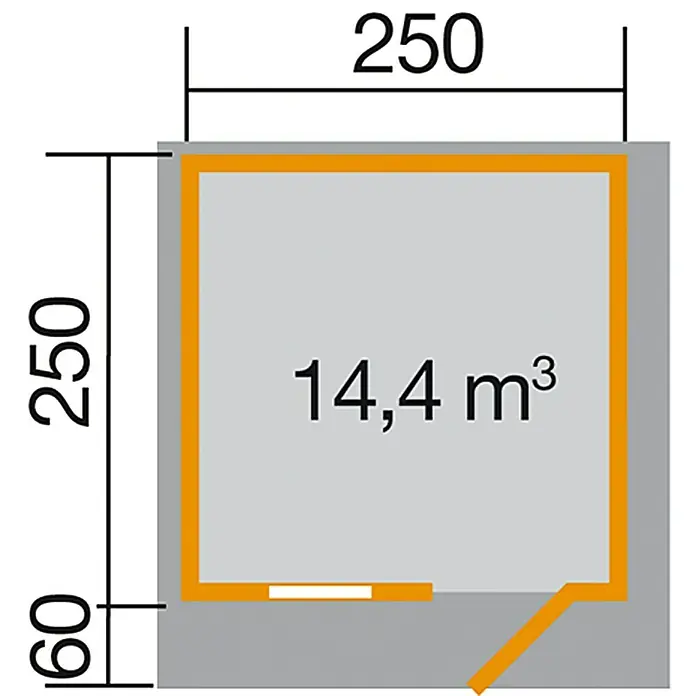 Weka Blockbohlenhaus Napoli - 45 mm, 6,25 m², Satteldach - Ansicht von oben