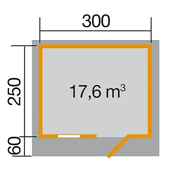 Weka Blockbohlenhaus Napoli - 45 mm, 7,5 m², Satteldach - Ansicht von oben