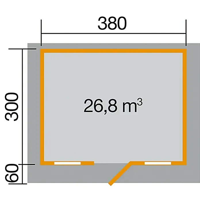 Weka Blockbohlenhaus Bologna - Natur, 11,4 m², Wandstärke: 45 mm - Ansicht von oben