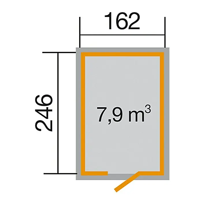 Weka Gerätehaus - Außenbreite inkl. Dachüberstand: 200 cm, Außentiefe inkl. Dachüberstand: 286 cm, Holz, Schwedenrot, 3,99 m²