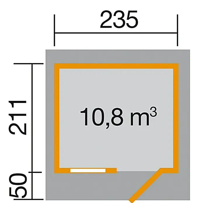 Weka Blockbohlenhaus Milano - 28 mm, 4,94 m², Flachdach - Ansicht von oben