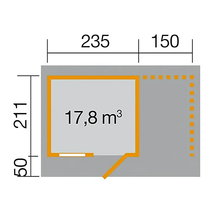 Weka Blockbohlenhaus Milano Plus - 28 mm, 8,09 m², Holzlager - Ansicht von oben