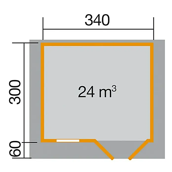 Weka Blockbohlenhaus Rom - 28 mm, 10,2 m², Satteldach - Ansicht von oben