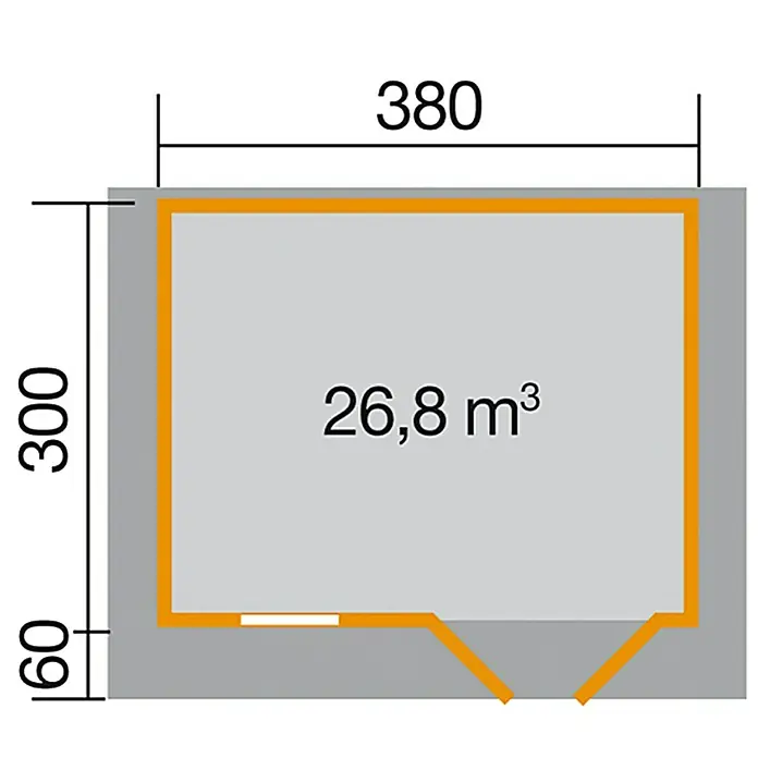 Weka Blockbohlenhaus Rom - 28 mm, 11,4 m², Satteldach - Ansicht von oben