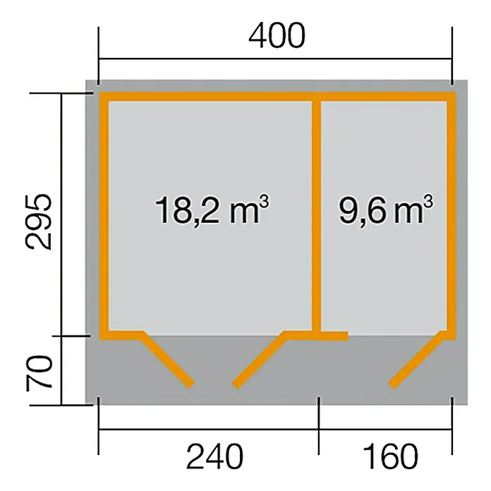 Weka Blockbohlenhaus Palermo - 28 mm, 11,8 m², Nebenraum - Ansicht von oben