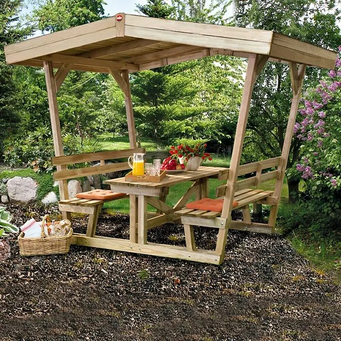 Weka Picknicktisch Bavaria - Grundfläche: 6,1 m², Kiefer - Vorderansicht