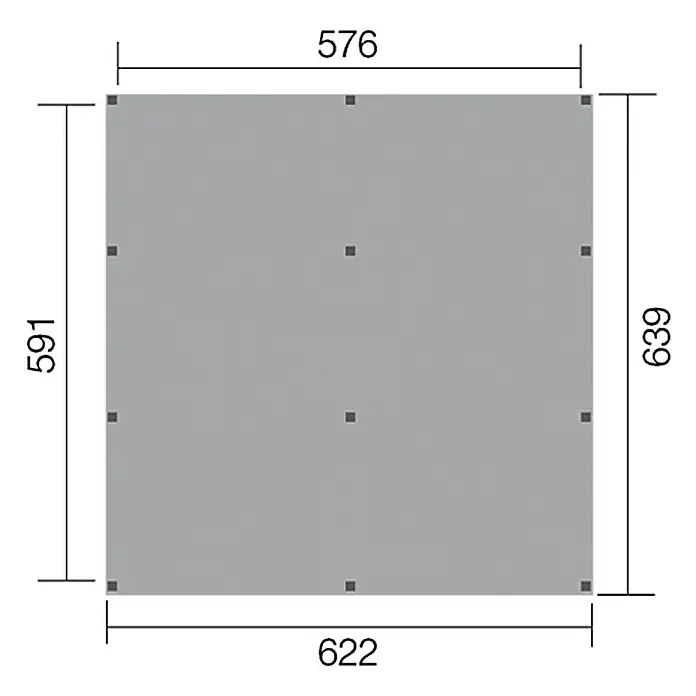Weka Carport - 6,39 x 6,22 m, Einfahrtshöhe: 2,09 m, Schneelast: 200 kg/m² - Ansicht von oben