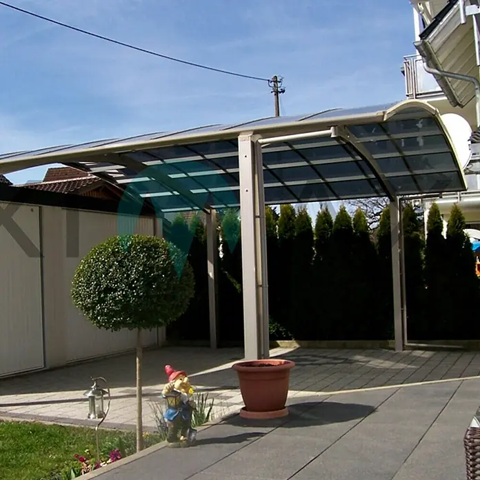 Ximax Carport Portoforte M 60 - 4,9 x 5,4 m, Einfahrtshöhe: Max. 2,2 m, Edelstahloptik, Schneelast: 75 kg/m²