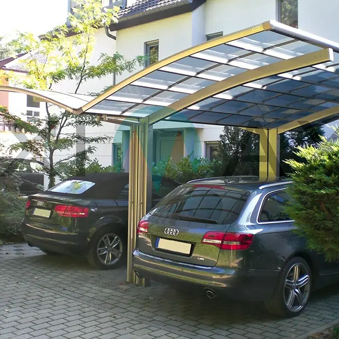 Ximax Carport Portoforte Y 80 - 4,9 x 5,4 m, Einfahrtshöhe: Max. 2,2 m, Edelstahloptik, Schneelast: 100 kg/m²