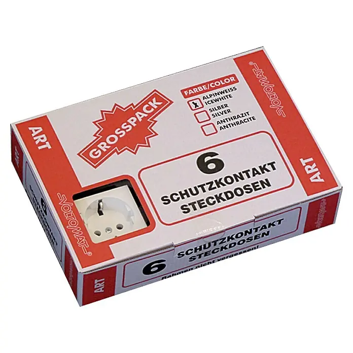 Voltomat ART Steckdose - Alpinweiß, 6 Stk., Kunststoff, Unterputz