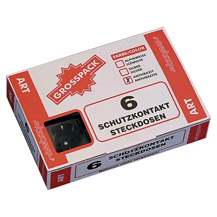 Voltomat ART Steckdose - Schwarz, 6 Stk., Kunststoff, Unterputz