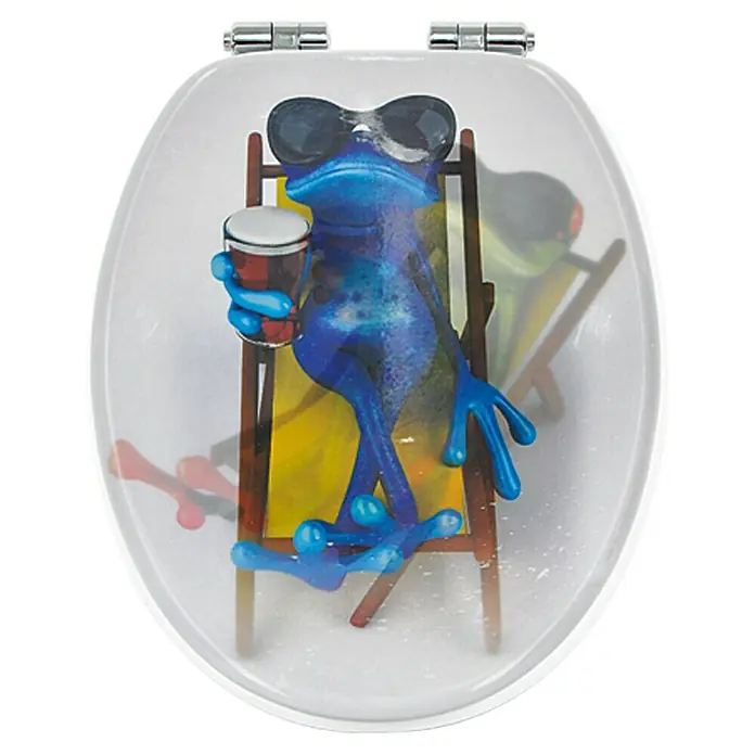 Poseidon WC-Sitz Froggy 3D - Mit Absenkautomatik, MDF, Abnehmbar, Mehrfarbig