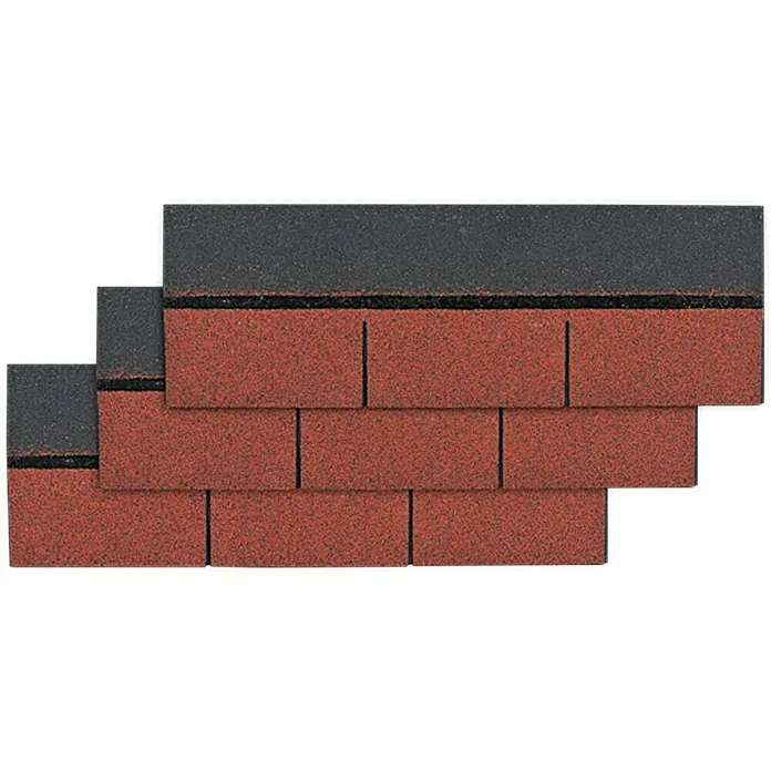 Rechthoekige dakshingles - Rood, 14 st., Bitumen, 2 m² - Vooraanzicht